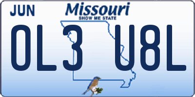 MO license plate OL3U8L