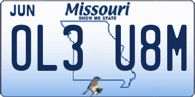 MO license plate OL3U8M