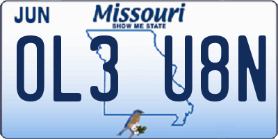 MO license plate OL3U8N