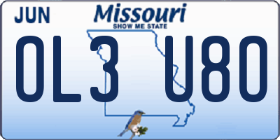 MO license plate OL3U8O