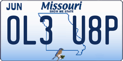 MO license plate OL3U8P