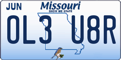 MO license plate OL3U8R