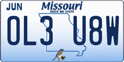 MO license plate OL3U8W