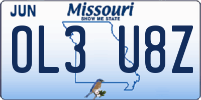 MO license plate OL3U8Z