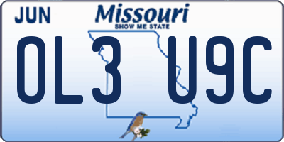 MO license plate OL3U9C