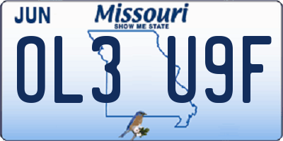 MO license plate OL3U9F
