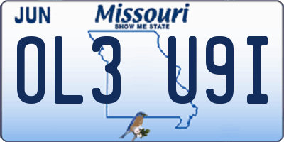 MO license plate OL3U9I