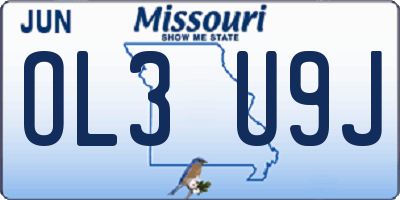 MO license plate OL3U9J
