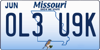 MO license plate OL3U9K