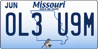 MO license plate OL3U9M
