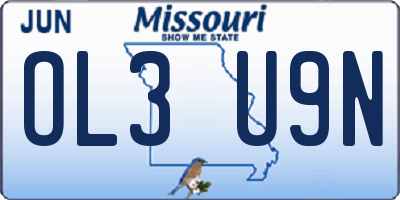 MO license plate OL3U9N