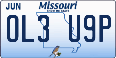 MO license plate OL3U9P