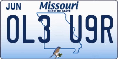 MO license plate OL3U9R