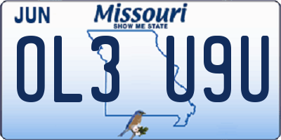MO license plate OL3U9U