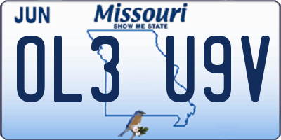 MO license plate OL3U9V