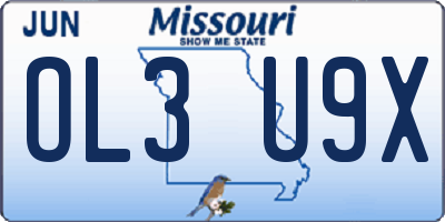 MO license plate OL3U9X