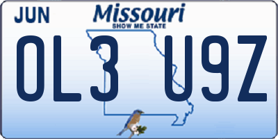MO license plate OL3U9Z