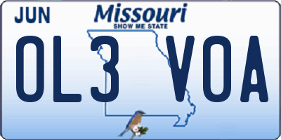 MO license plate OL3V0A
