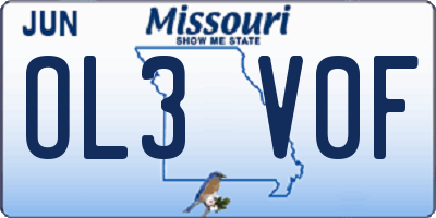 MO license plate OL3V0F