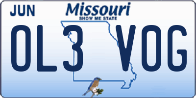 MO license plate OL3V0G