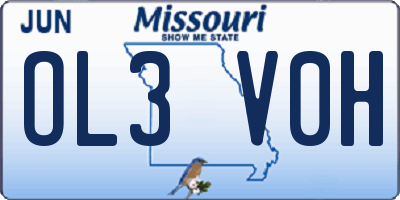 MO license plate OL3V0H