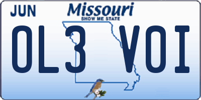 MO license plate OL3V0I