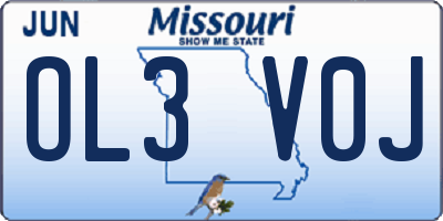 MO license plate OL3V0J