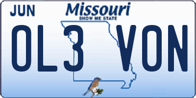 MO license plate OL3V0N