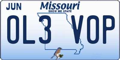 MO license plate OL3V0P