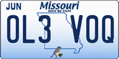 MO license plate OL3V0Q