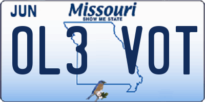 MO license plate OL3V0T