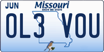 MO license plate OL3V0U