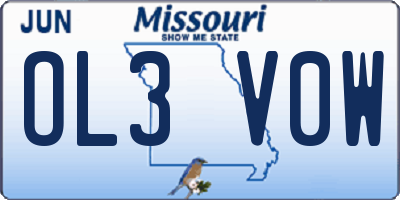MO license plate OL3V0W