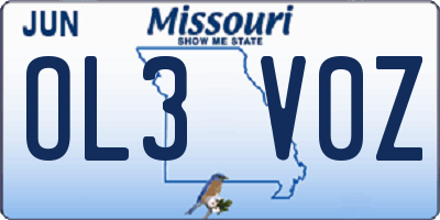 MO license plate OL3V0Z