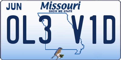 MO license plate OL3V1D