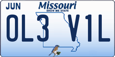 MO license plate OL3V1L