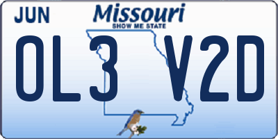 MO license plate OL3V2D