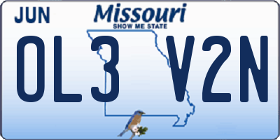 MO license plate OL3V2N