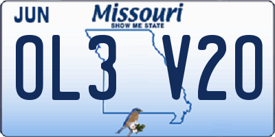 MO license plate OL3V2O