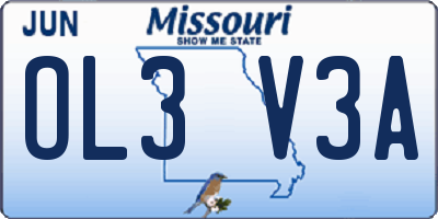 MO license plate OL3V3A