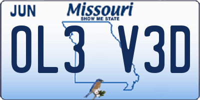 MO license plate OL3V3D