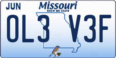MO license plate OL3V3F