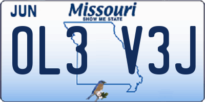 MO license plate OL3V3J