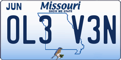 MO license plate OL3V3N
