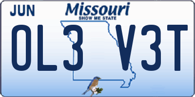 MO license plate OL3V3T