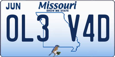 MO license plate OL3V4D