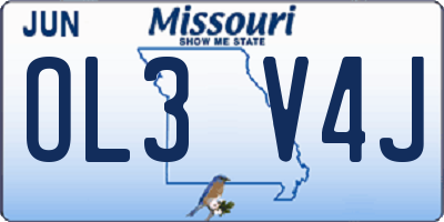 MO license plate OL3V4J