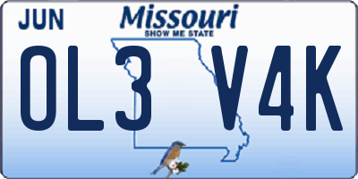 MO license plate OL3V4K