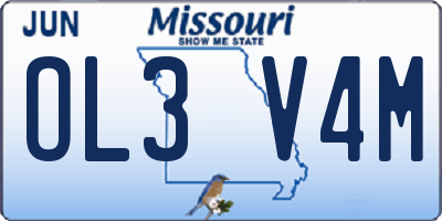MO license plate OL3V4M