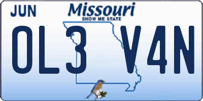 MO license plate OL3V4N